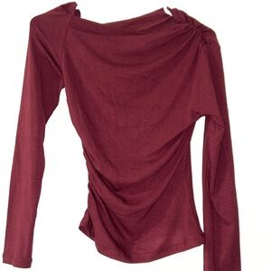 Commense Burgundy Long Sleeve Top